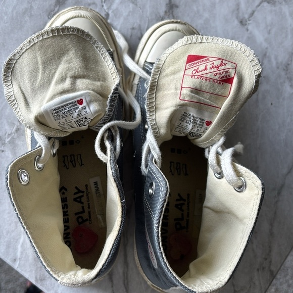 COMME DES GARCONS PLAY x Converse Unisex Chuck Taylor High Top Sneakers gray w6 - Picture 10 of 15